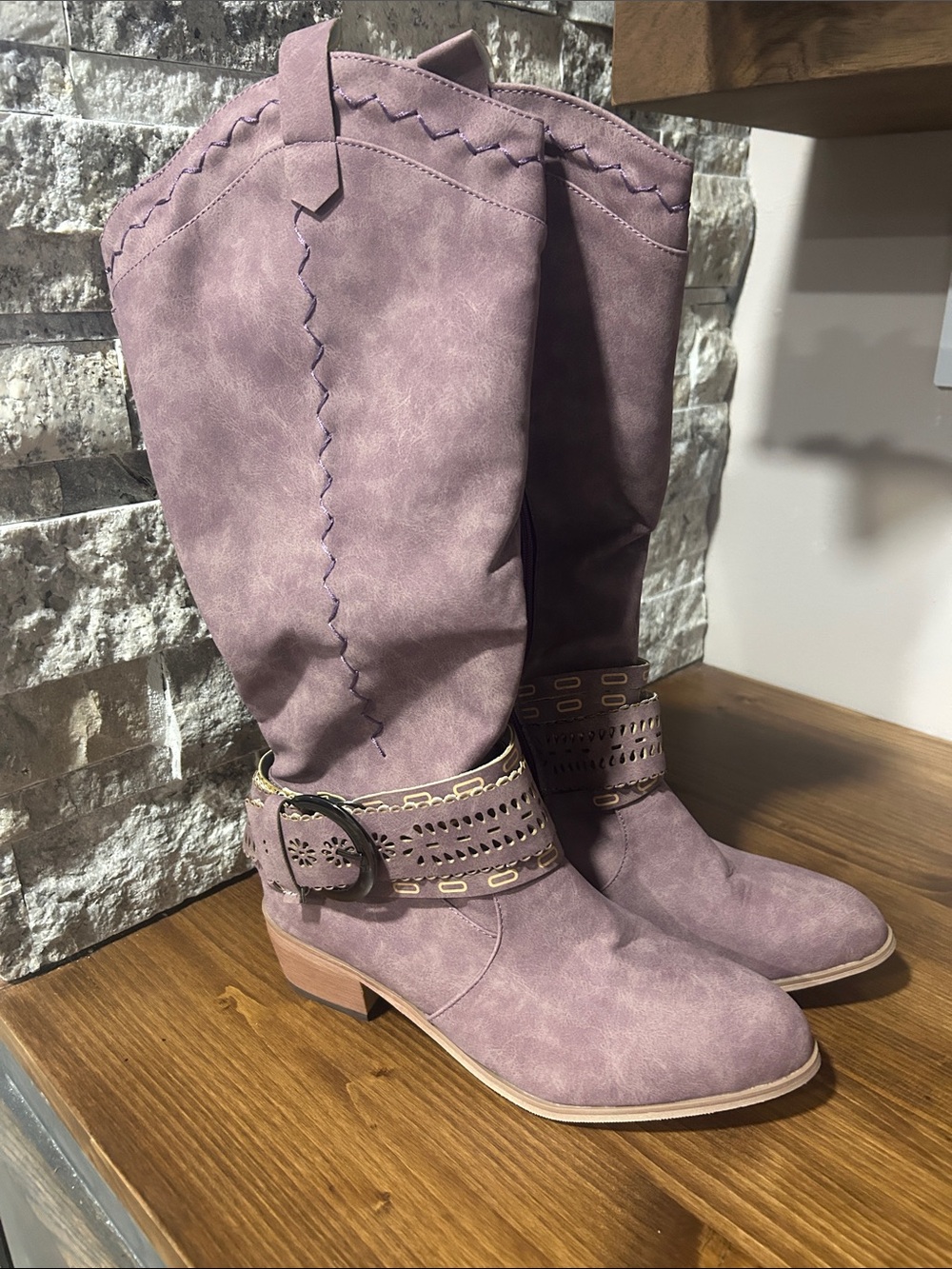 Women's Lavender faux suede Mid-Calf Western Boots NEW size 8 (39)